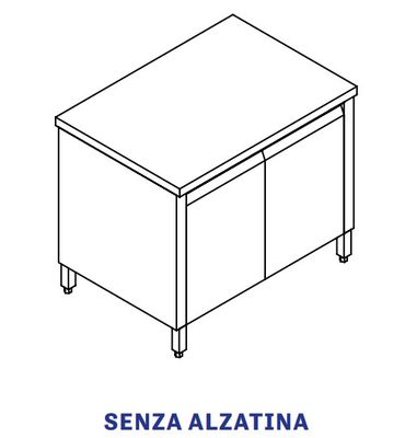 TAVOLO INOX AISI 304 - ARMADIATO cm 100x60x85h - porte battenti
