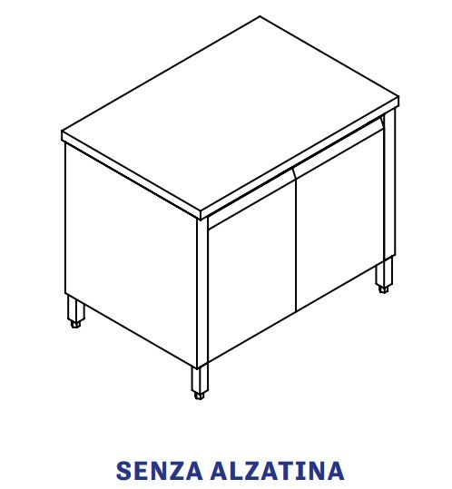 TAVOLO INOX AISI 304 - ARMADIATO cm 80x70x85h - porte battenti