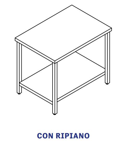 TAVOLO INOX AISI 304 - SU GAMBE  CON RIPIANO DI FONDO cm 70x60x85h