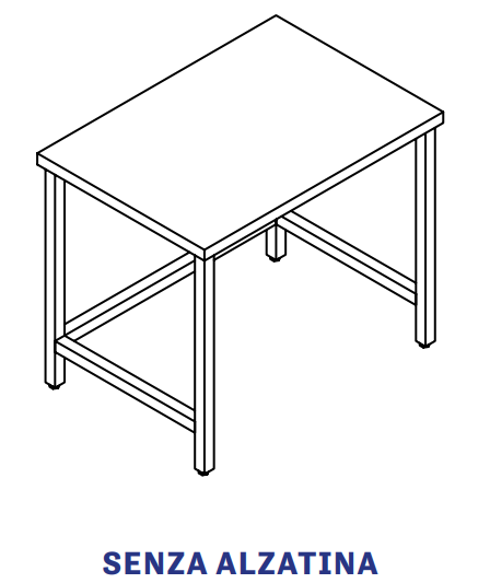 TAVOLO INOX AISI 304 - A GIORNO SENZA RIPIANO DI FONDO cm 130x70x85h