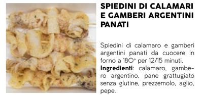 SPIEDINI di CALAMARI e GAMBERI ARGENTINI PANATI e SURGELATI "prodotto gluten free"- 50 pz da 75gr