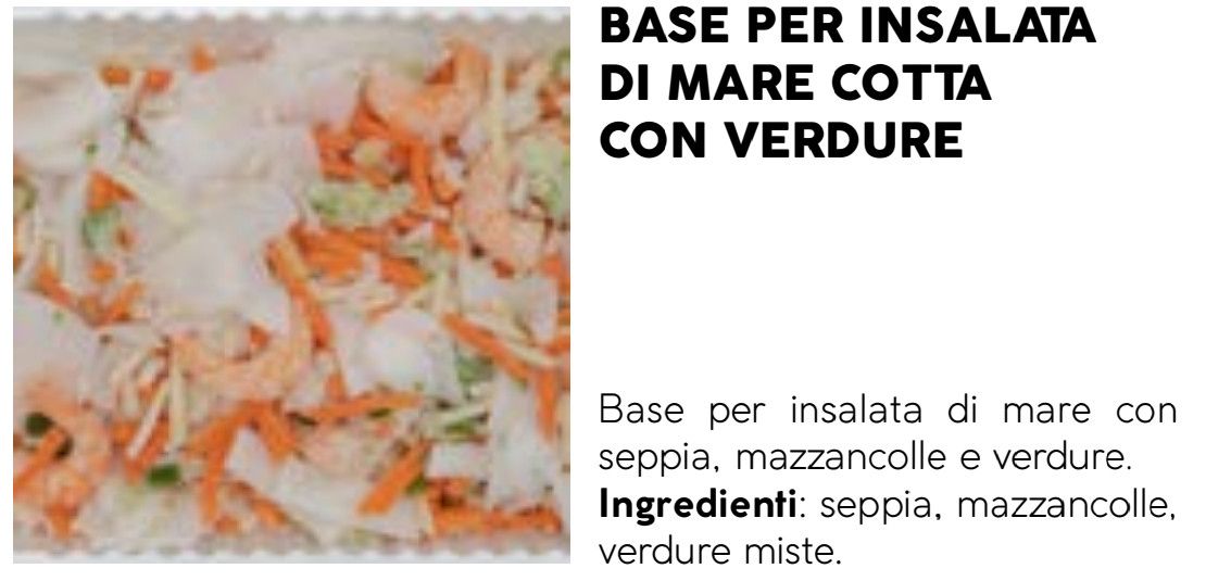 BASE per INSALATA di MARE con VERDURE COTTA e SURGELATA "prodotto gluten free"- 4 KG (8 CONFEZIONI da 500)