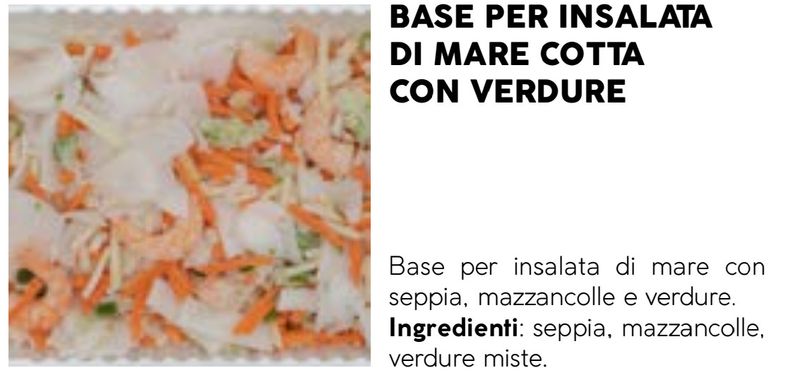BASE per INSALATA di MARE con VERDURE COTTA e SURGELATA "prodotto gluten free"- 4 KG (8 CONFEZIONI da 500)