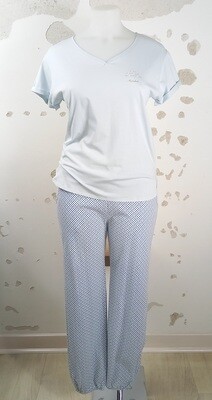 Triumph Pyjamabroek lang & shirt SET blauw 10202329/ 10202411
