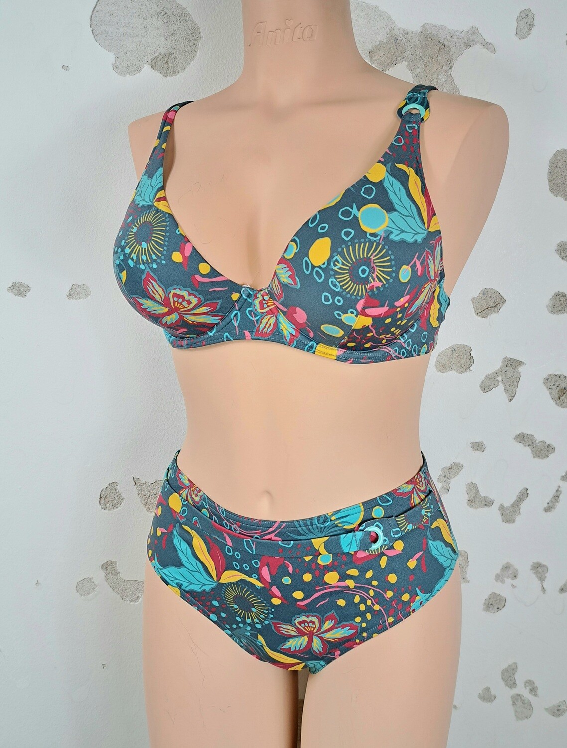 Simone Perele Bikini triangel soft print olijf 1DYB41/ 1DYB73