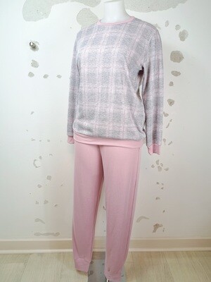 Pink Label Pyjama geruit 100% katoen warm roze W1492