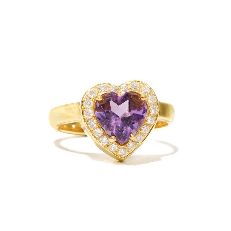 Amethyst Halo Heart Ring