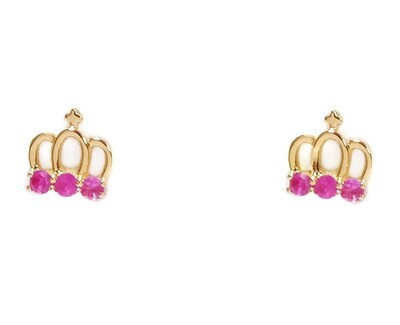 Princess pink crown earrings