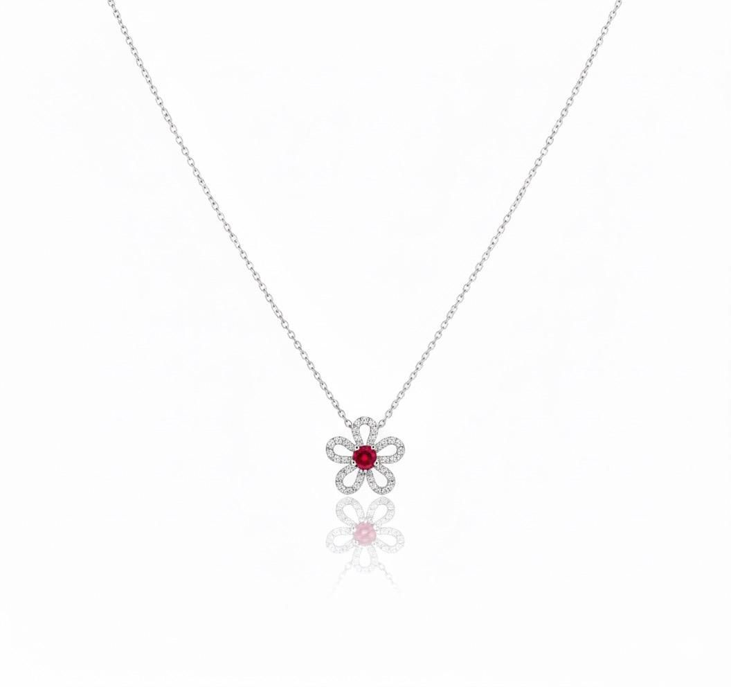 Ruby bloom flower pendant