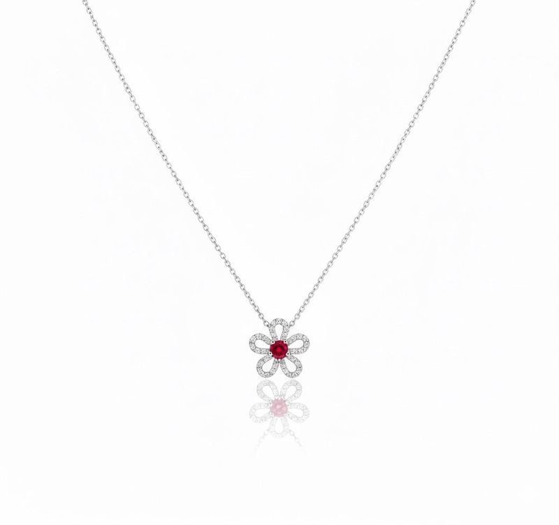 Ruby bloom flower pendant
