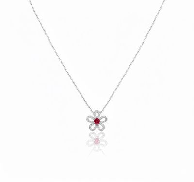 Ruby bloom flower pendant