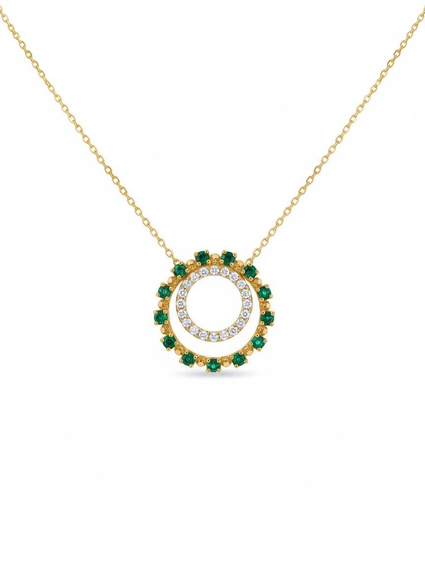 Emerald halo pendant
