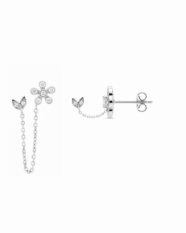 Blooming chain earrings