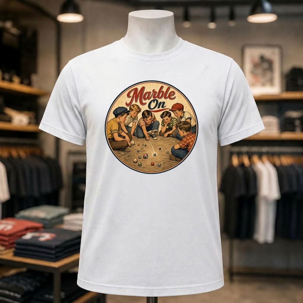 Marble On Short Sleeve White Tee Shirt