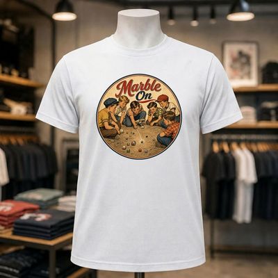 Marble On Short Sleeve White Tee Shirt