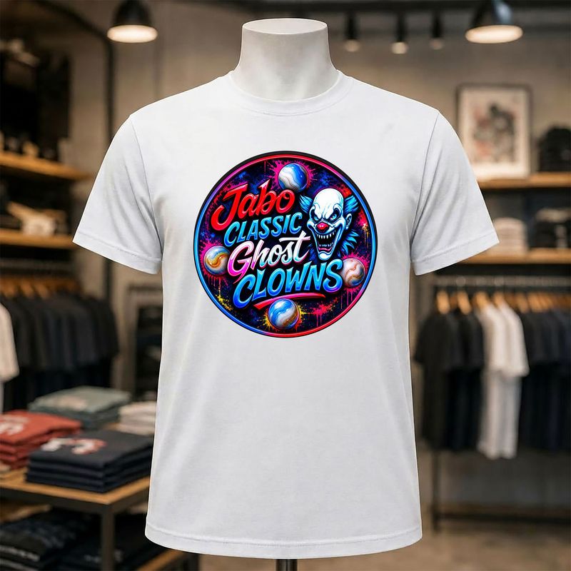 Jabo Classic Ghost Clown Short Sleeve White Tee Shirt