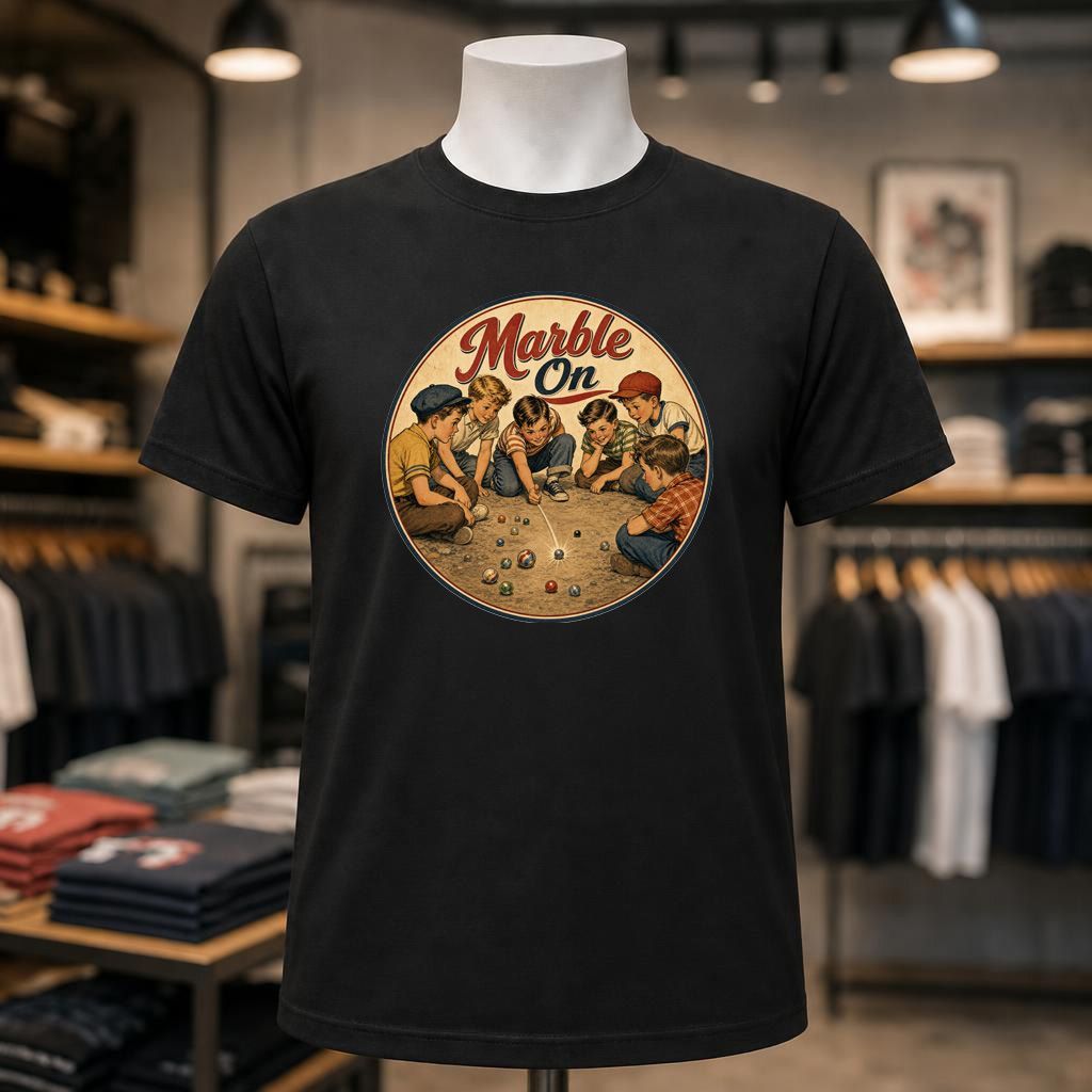 Marble On Short Sleeve Black Tee Shirt