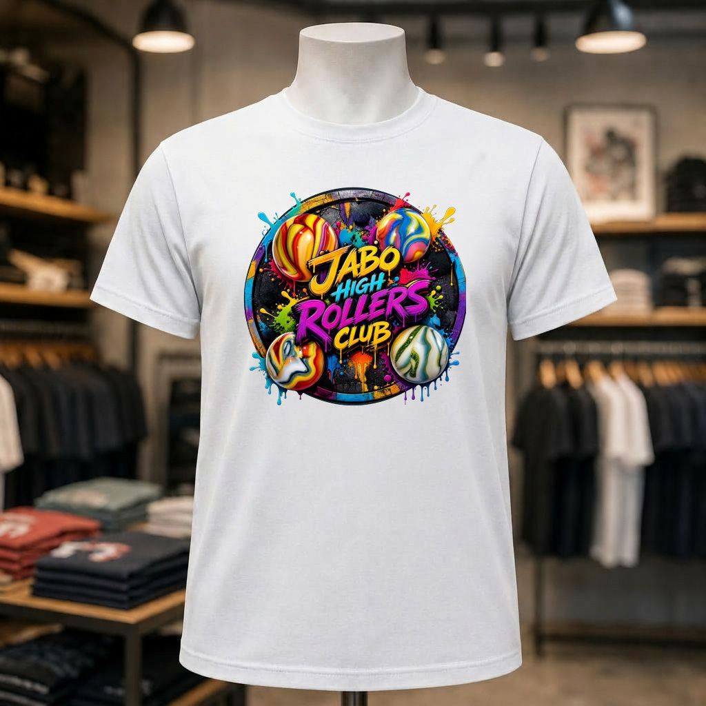 Jabo High Rollers Club Short Sleeve White Tee Shirt