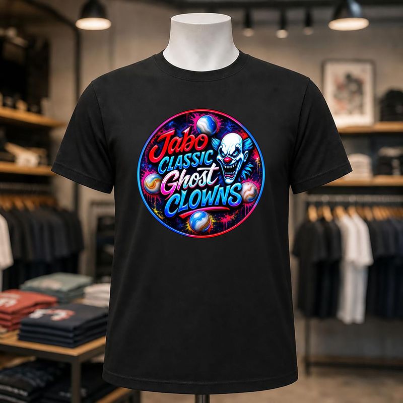 Jabo Classic Ghost Clown Short Sleeve Black Tee Shirt