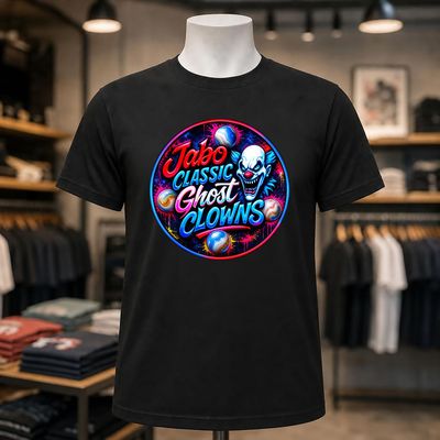Jabo Classic Ghost Clown Short Sleeve Black Tee Shirt