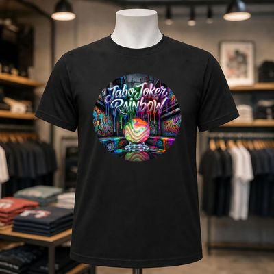 Jabo Joker Rainbow Short Sleeve Black Tee Shirt