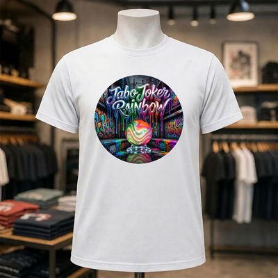 Jabo Joker Rainbow Short Sleeve White Tee Shirt