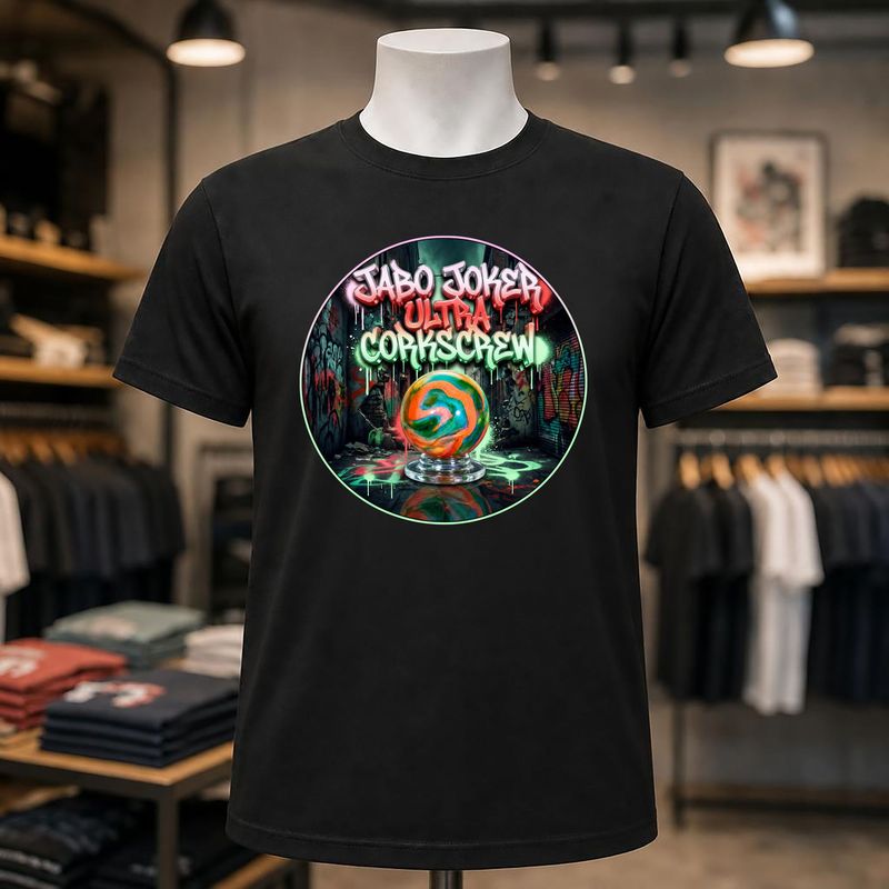 Jabo Joker Ultra Corkscrew Short Sleeve Black Tee Shirt