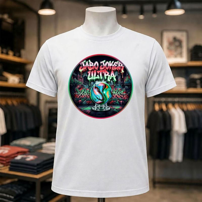 Jabo Joker Ultra Short Sleeve White Tee Shirt
