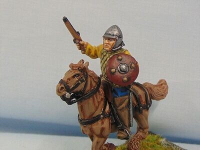 Mounted Reiver in Jack & Steel Bonnet with Sword or Dagg (Rider Only)