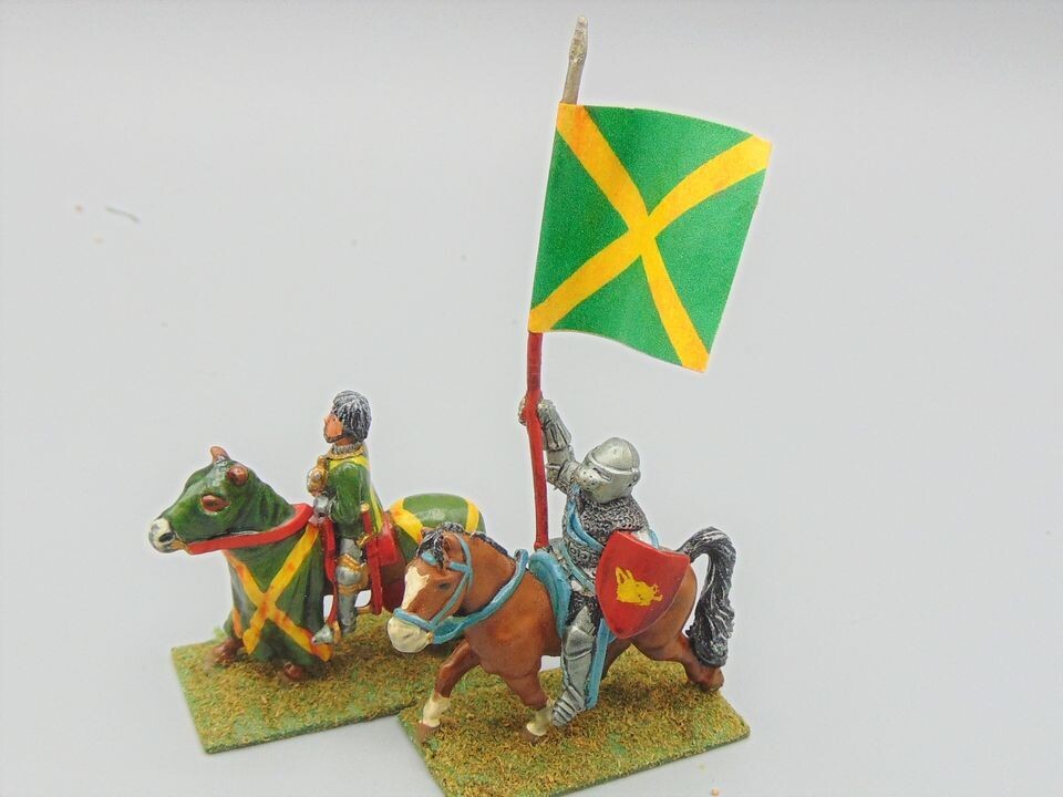 Grade D - Essex Miniatures - Medieval - Mounted Commander & Standard Bearer