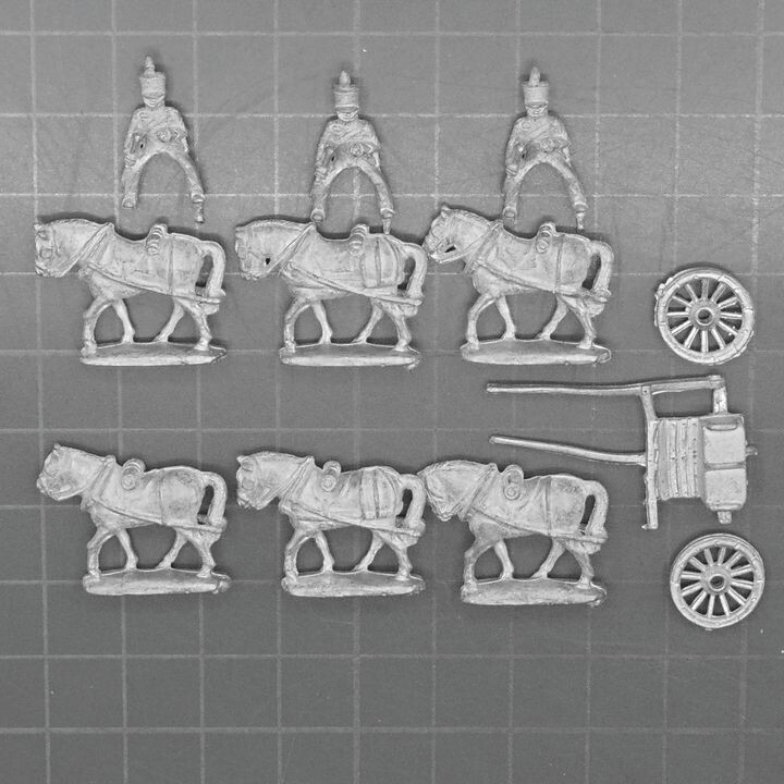 Minifigs, Napoleonic: Brunswick Artillery Limber, Team & Drivers