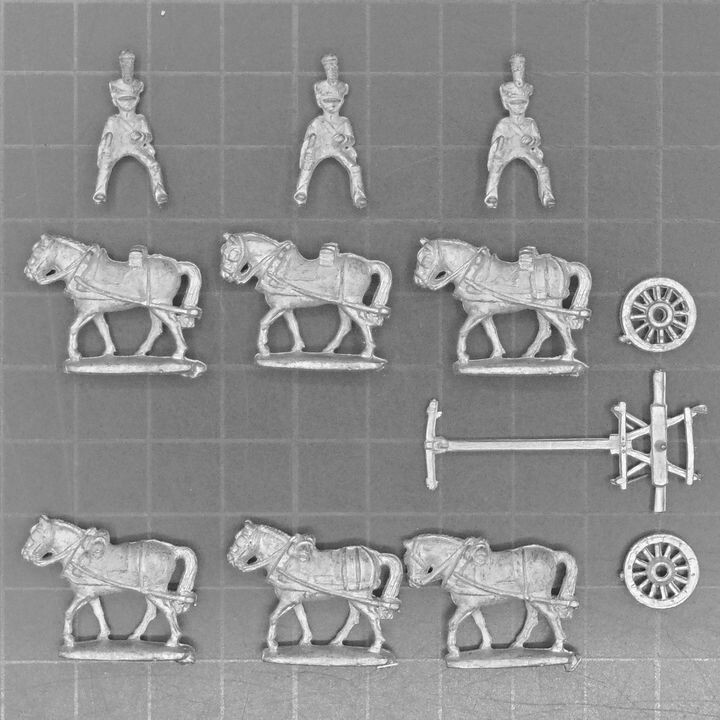 Minifigs, Napoleonic: French Artillery Limber, Team & Drivers