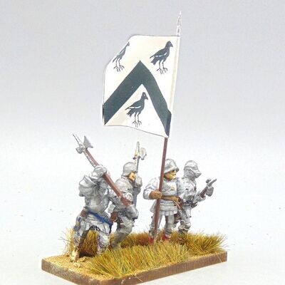 Grade D - Perry Miniatures - WOTR - Dismounted Men at Arms Command Group