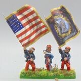 Grade C - Dixon Miniatures, ACW: Union Zouave Infantry Officer & Ensigns - 5th New York Volunteer Infantry