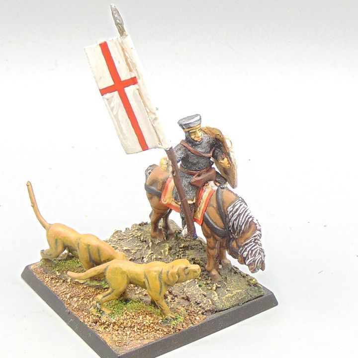 Grade C - Essex Miniatures - Early Medieval - Mounted Knight with Dogs