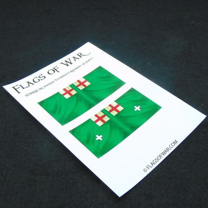 28mm, Flags of War, ECW: Royalist Flags of Sir Thomas Tyldesley's Regiment of Foot