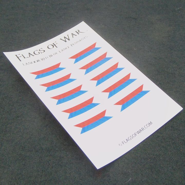 28mm, Flags of War, Napoleonic-C20th: Lance Pennants - Red & Blue