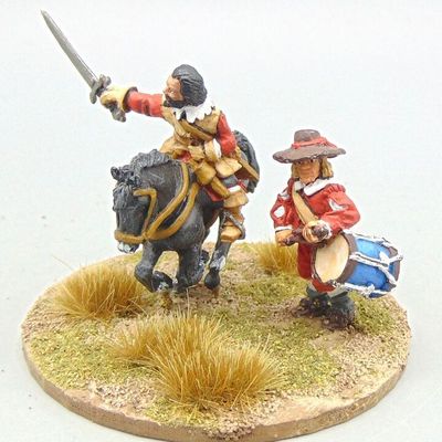 Grade C - Unidentified Manufacturer/Wargames Foundry - ECW -  Mounted Officer & Drummer