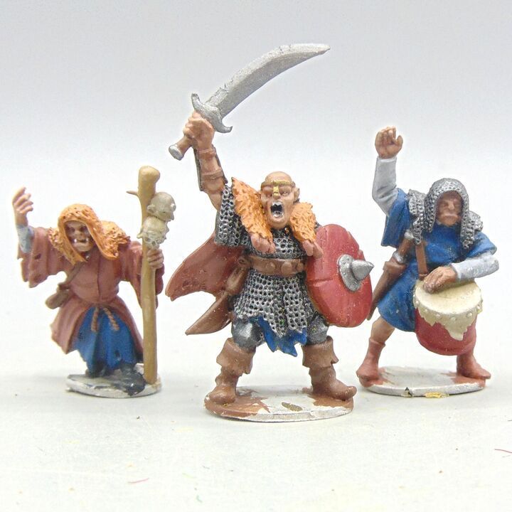 Grade F - Oathmark Miniatures - Fantasy - Orc King, Wizard & Drummer