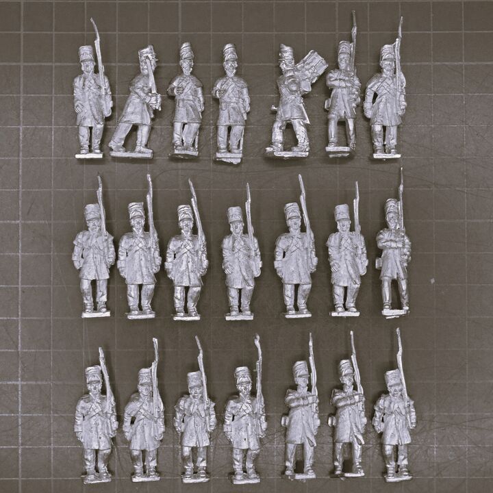 Unidentified Manufacturer, Napoleonic: British Infantry Unit in Covered Belgic Shakos & Greatcoats