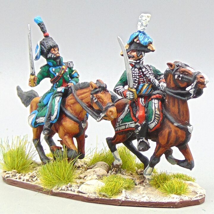Grade A - Elite Miniatures - Napoleonic - French Light Cavalry Brigadier Command Base