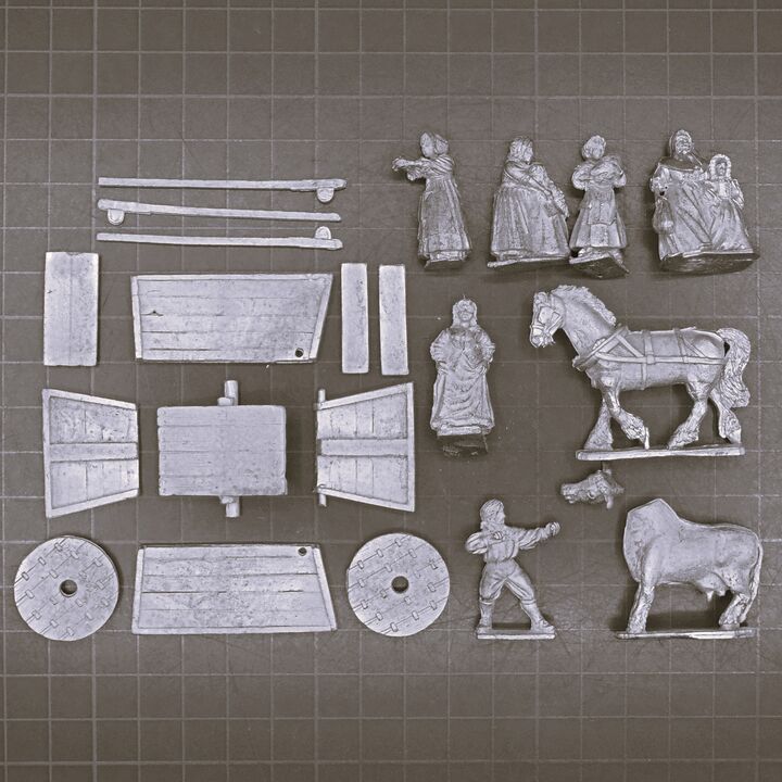 Redoubt Enterprises, FIW - Civilian Settlers with Cart & Cow