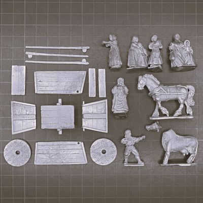 Redoubt Enterprises, FIW - Civilian Settlers with Cart & Cow