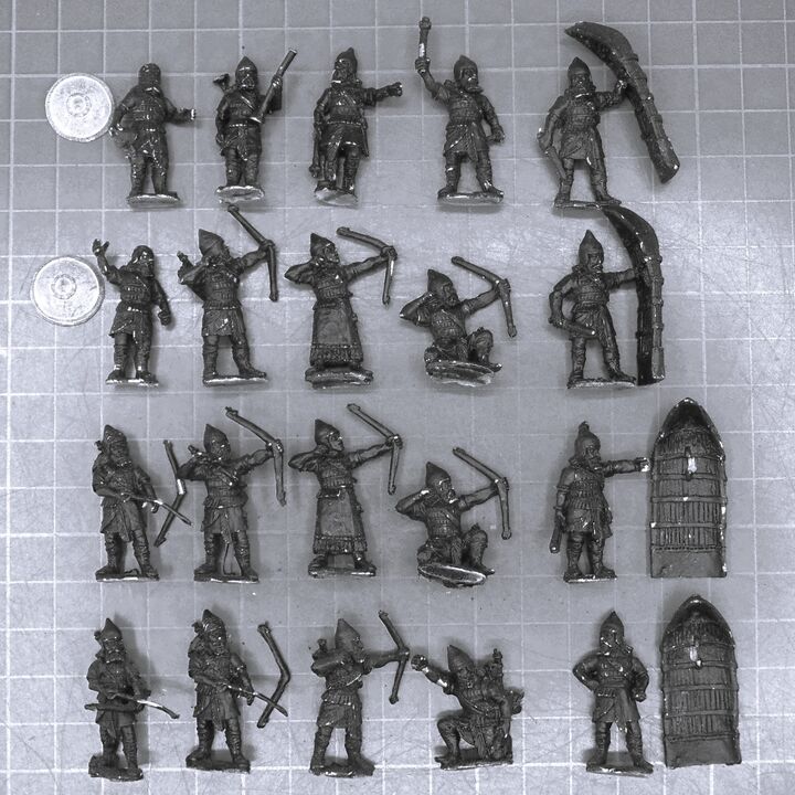 Wargames Foundry, Ancient Assyrians: Siege Archers Unit with Mantlet Holders