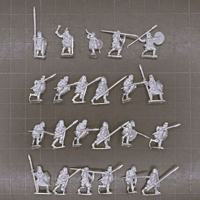 Museum Miniatures, Dark Ages - Unarmoured Anglo Danish/Saxon Infantry Unit, Advancing or Attacking