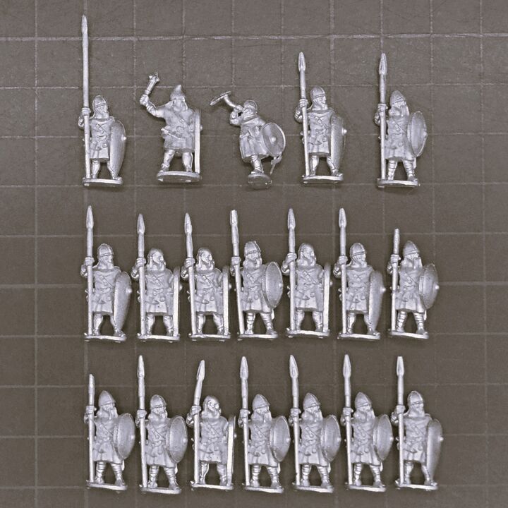Museum Miniatures, Dark Ages - Unarmoured Anglo Danish/Saxon Infantry Unit, Standing