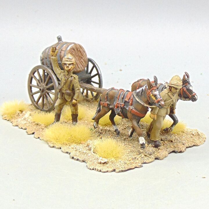Grade D - Tiger Miniatures - Mahdist War - British Water Cart, Mule Team & Drivers