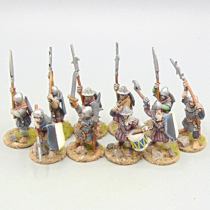 Grade C - Citadel Miniatures - Warhammer/Fantasy/Medieval - Armoured Bretonnian Halberdier Unit