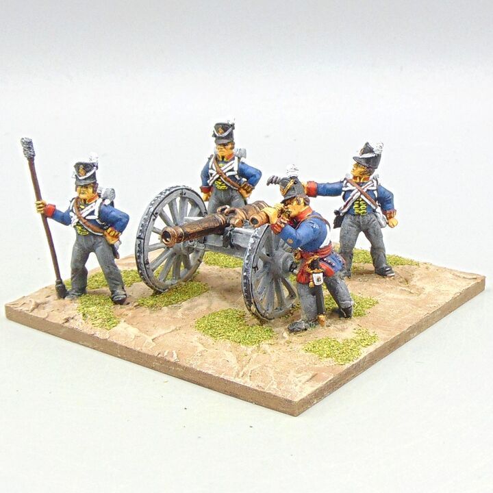 Grade C - Front Rank Miniatures - Napoleonic - British Royal Artillery Field Gun  & Crew in Belgic Shakos
