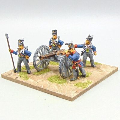 Grade C - Front Rank Miniatures - Napoleonic - British Royal Artillery Field Gun  & Crew in Belgic Shakos